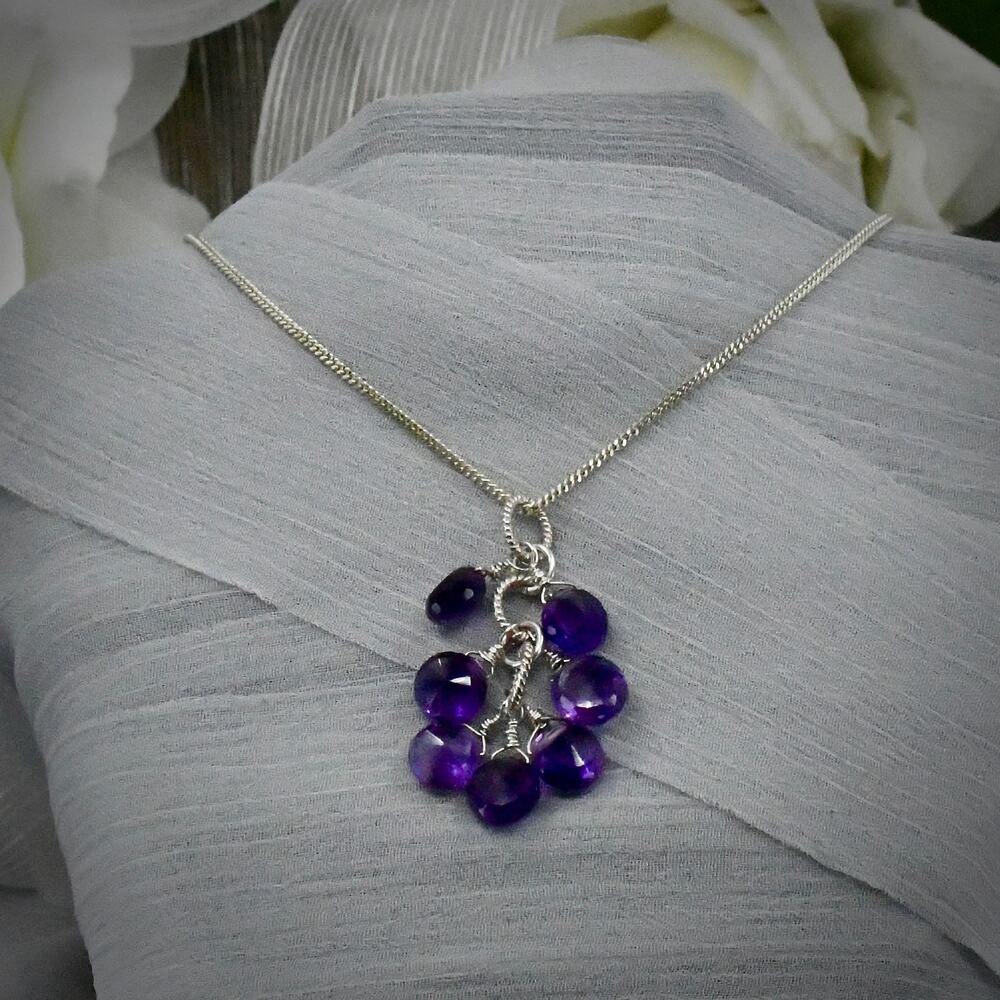 Vintage Italy 925 Sterling Silver Amethyst Pendant Necklace 20" 8.9g
